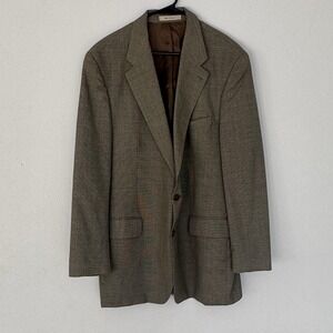 CHAPS Ralph Lauren Men's 46T 100% Wool Blazer Brown Hounds Tooth Suit Sport Coat
